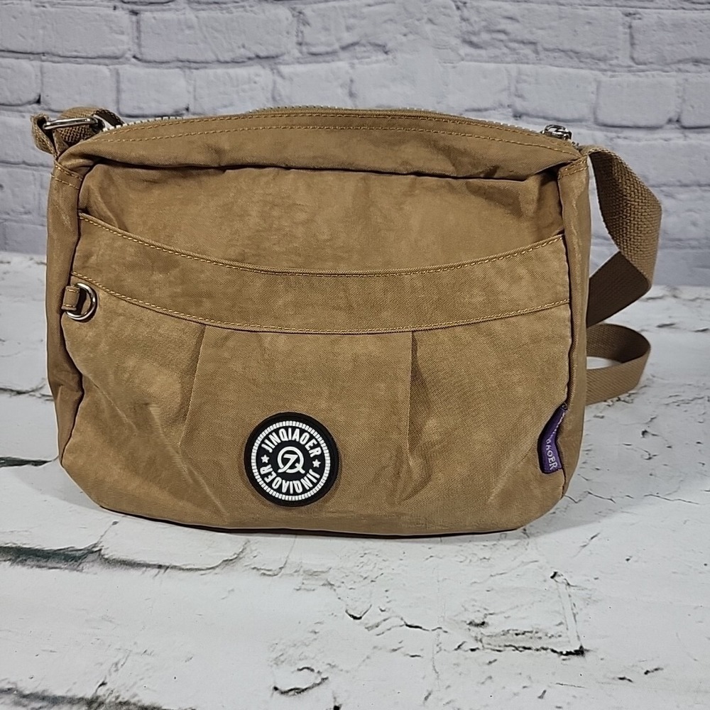 Jinqiaoer Nylon Beige‎ Tote Bag Purse Handbag Travel Office Beach Zips Pocket